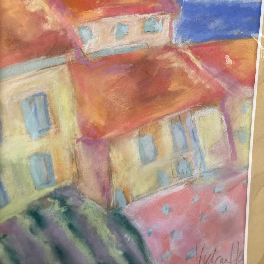Mediterranean Farm An Original Pastel Painting Matted 12”x9” Inside 7”x9” - Picture 7 of 9